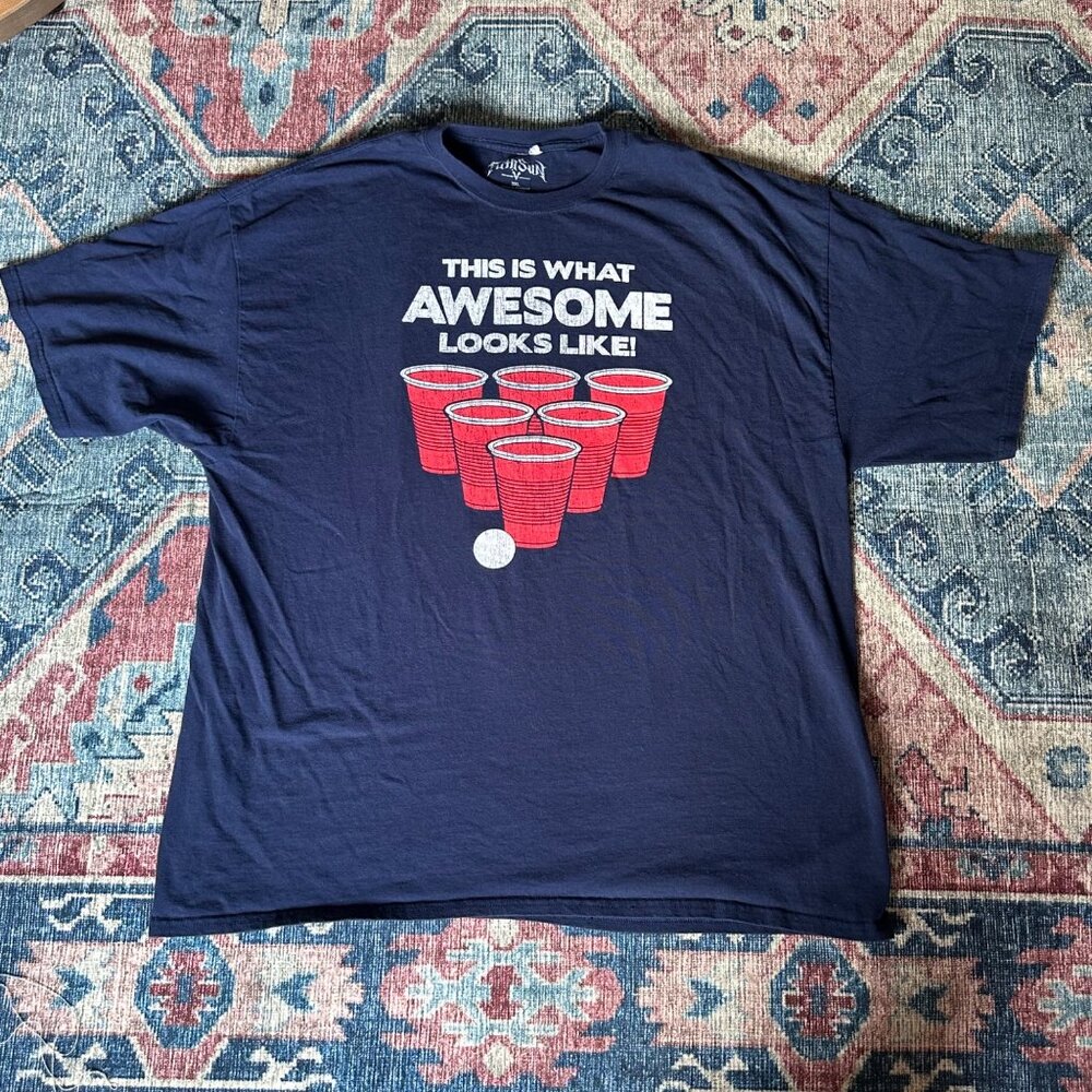 Fifth Sun Mens Graphic Awesome T-Shirt 3XL Blue Red Solo Cups 100% Cotton